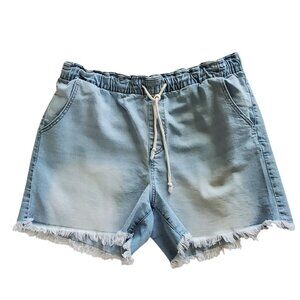 DENIM ELASTIC WAIST PAPER BAG SHORTS XXL